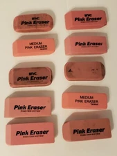 Lot of 10 Used Pink Erasers