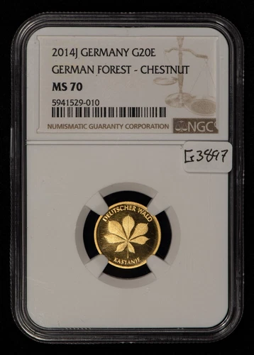 2014-J Germany 20 Euros Gold Coin Forest Chestnut - .125 AGW - NGC MS 70 - G3897