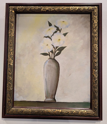 Beutifully Framed FLORAL VASE Acrylic Painting by Sahlia Spaan - Oregon Artist