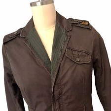 G Star Raw Chique Army Blazer Jacket Khaki Logo Grunge Military Women  s Sz S