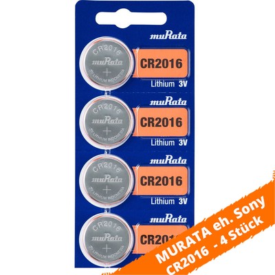 4 x Batterien muRata eh. Sony CR2016 Lithium Knopfzelle 90mAh 3V CR 2016 NEU