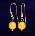 VTG Baltic Amber  Butterscotch / Egg Yolk Color  Earrings Gold Plated ST Silver