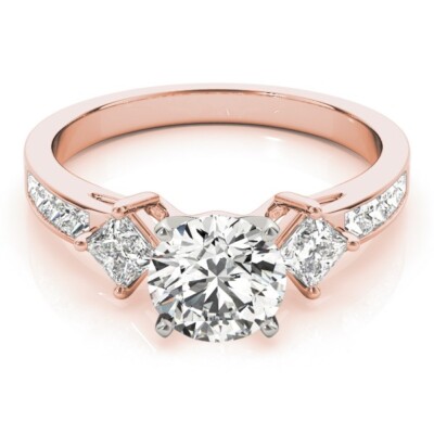 1.60 Ct Round Cut Lab Created Diamond Engagement Ring 14K Solid Rose Gold B