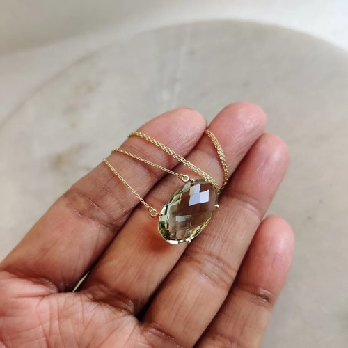 Green Amethyst Necklace Designer Necklace 925 Sterling Silver Boho Necklace - Picture 2 of 7