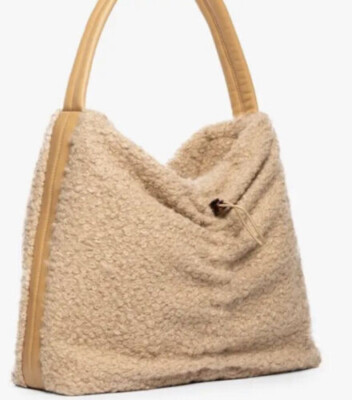 STAUD FELIX SHERPA TOTE COLOR DOE-DOE FAUX FUR NEW WITHOUT TAG