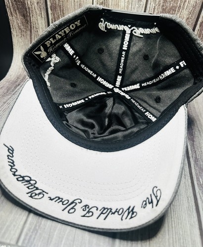 Playboy Homme Femme Unisex Snapback Hat Black Stone Washed Embroidered New - Picture 5 of 5