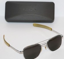 Vintage Randolph Engineering 5 1/2 Matte Chrome Aviator Sunglasses Grey  Case