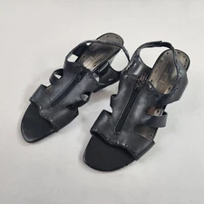 Coach and Four Sandal Shoes Womens 7.5M Black Leather V902-010 Zip Ladies