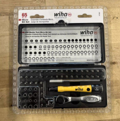 Wiha 75965 | Master Tech Micro Bits Set w/ Handle & MIni Ratchet | 65 pieces