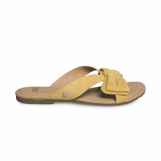 yellow suede slides