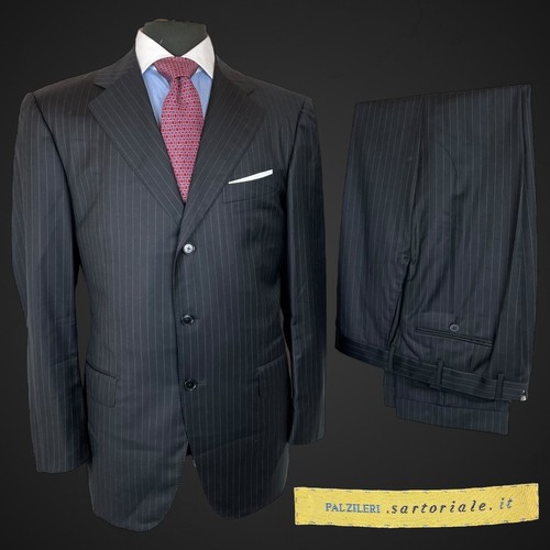 Pal Zileri Suit 42R 36” Black Pinstripe Sartoriale Super 150’s Wool Business - Picture 1 of 21