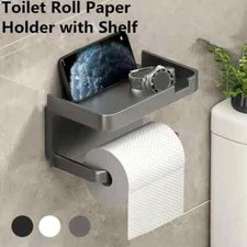 Wall Mounted Toilet Paper Holder Abs Plastic No Drill Adhesive Space Saving New