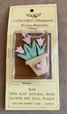 Concord Wooden Miniatures Doll house wall hanging vintage flat flower pot plaque