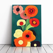Poppy Flower Retro Vol.3 Canvas Wall Art Print Framed Picture Decor Living Room