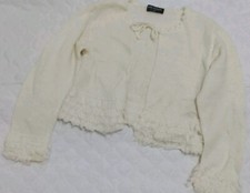 Bommel Ponette Strickjacke M&auml;dchen Japanisch Vintage Wei&szlig; 120cm Sehr Selten