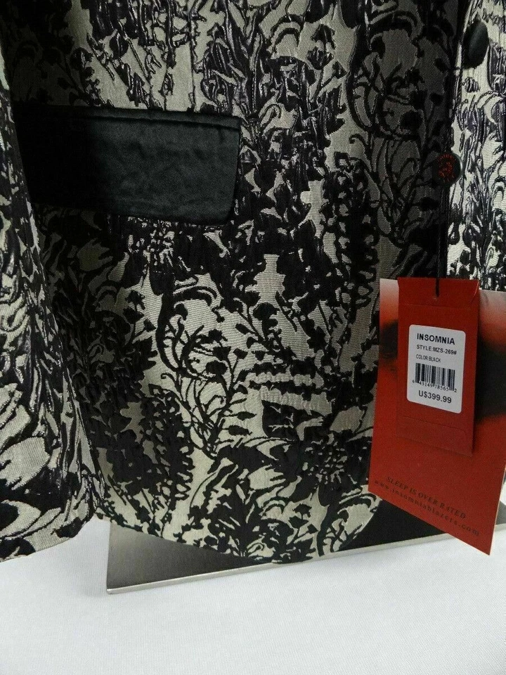 Mens Entertainer Event Sport Jacket Blazer Pewter Grey Florals INSOMNIA MANZINI - Image 3 of 4