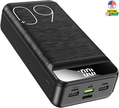 60000mAh Power Bank 22.5W Fast Charging Portable Charger USB-C 4 Outputs 3 Input