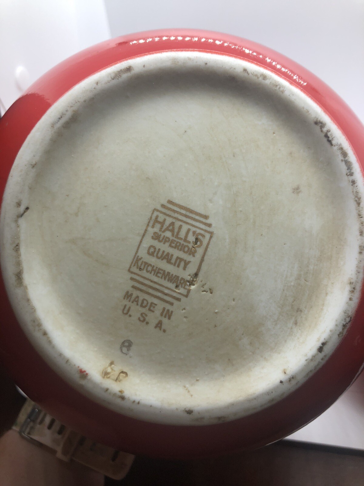 Hall’s Superior Quality Kitchenware Red white MCM Pitcher Teapot