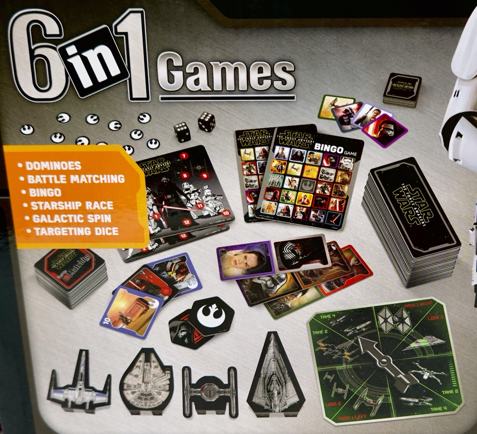 Star Wars Game Set Galactic Spin 6in1 Dominoes Bingo Battle Matching