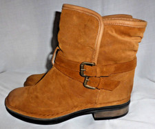 Image of DUNE WOMEN BROWN LEATHER BUCKLE ANKLE BOOT SIZE UK 8 EU 41 NEW