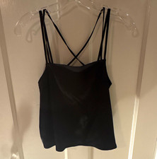 H M Divided Women s Black Solid Strappy Back Camisole Top, Size XS