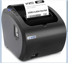 Vretti Thermodrucker Bondrucker 80mm, Thermo-Etikettendrucker mit USB Serial LAN