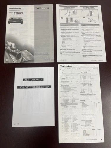 Technics SL-1210M5G SL-1200GLD Turntable Operating Instructions Manual