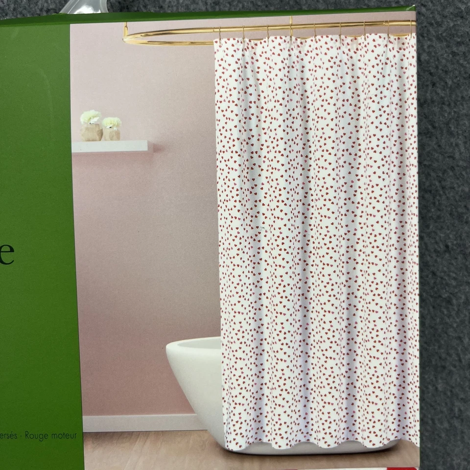 Linda tela de algodón Kate Spade cortina de ducha 72" X 72" corazones amor de San Valentín Foto 2 de 4