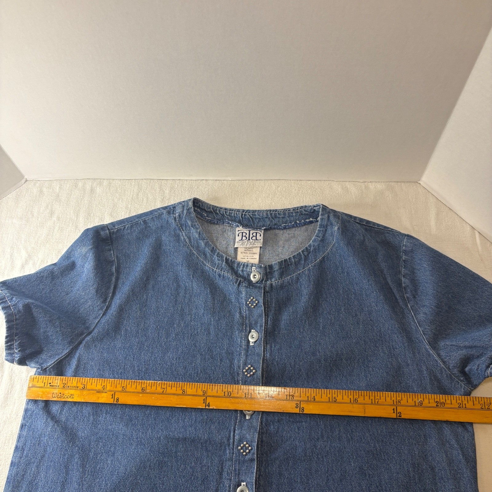 Vtg BTB Better Than Basic Button Front Denim Top … - image 5