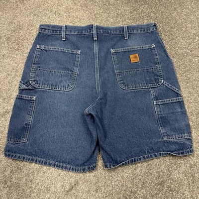 Carhartt Denim Shorts Men 36 Carpenter Pockets Chino Y2K Logo Work Vintage