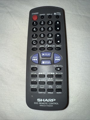 Sharp Remote RRMCG1178GESA DV600 DV600U DV650