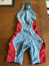Speedo LZR Pure Intent Open Back Kneeskin Tech Suit Turquoise / Red Size 24 FINA