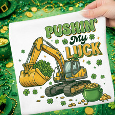 Pushin My Luck Construction St. Patrick's Day Shirt, Boy St Patricks Shirt