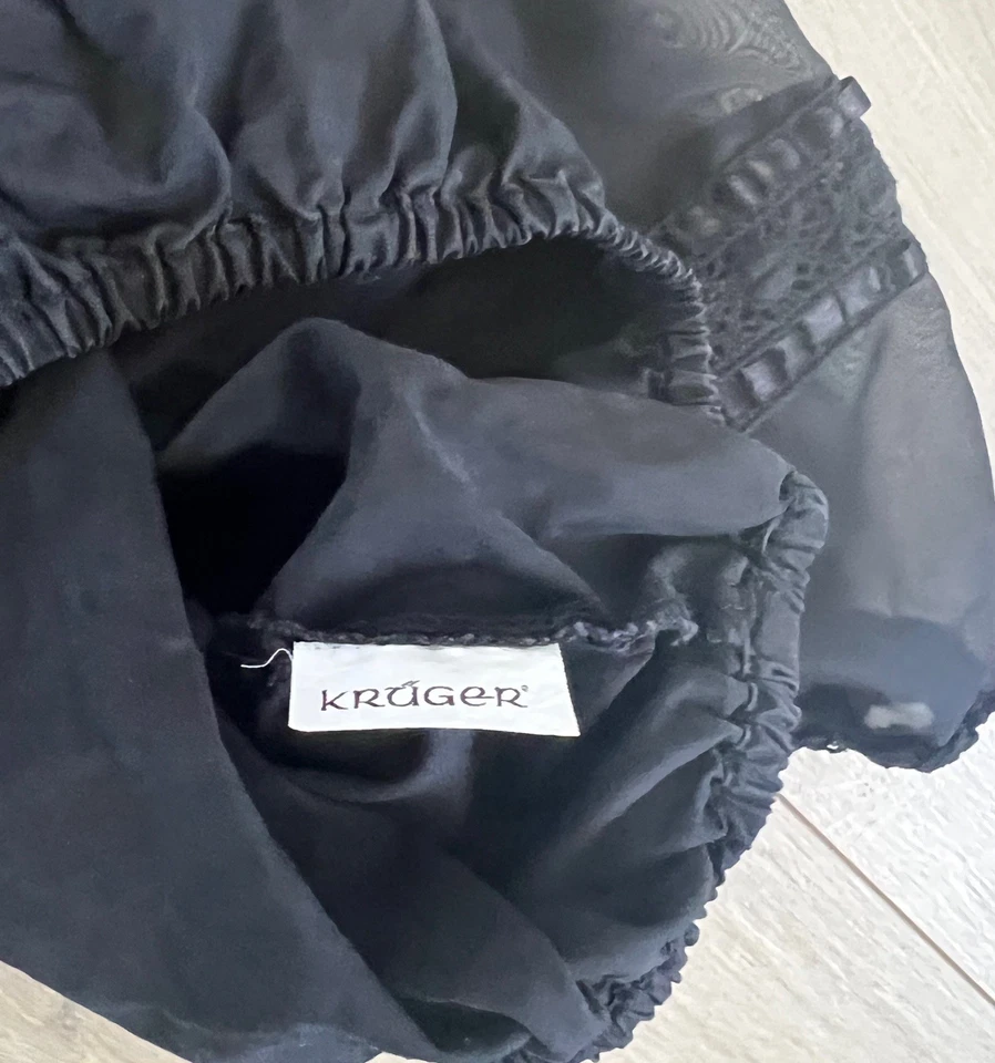 Krüger Dirndl Bluse Gr 44 schwarz Carmen Ausschnitt verstellbar Puffärmel - Bild 3 von 3