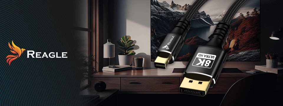 mini DisplayPort auf Display port DP 1.4 PRO 8K 4K 144Hz Reagle 3M Kabel Nylon - Bild 2 von 4