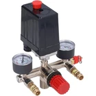 90-120PSI Adjustable Air Compressor Pressure Valve With Switch And Two Gauges