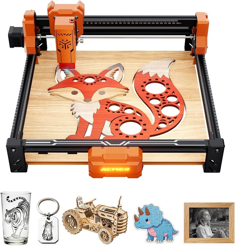 7000mW Laser Engraver&Cutter Machine – 0.01mm Precision, 300×300mm,10000mm/Speed