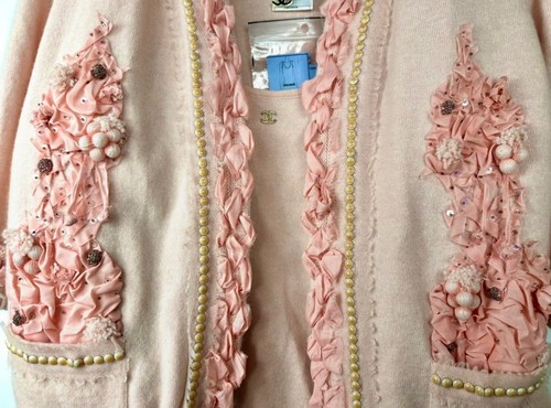Chanel Vintage 2010 Pink Pearl Cardigan Sweater Jacket 40 42 44 8 10 12 Top M L - Picture 15 of 24
