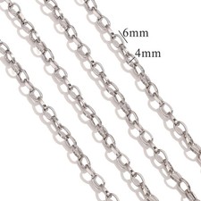 1Yard Stainless Steel Round Paperclip Chain 4mm for Bracelet Necklace SSF78-4mm