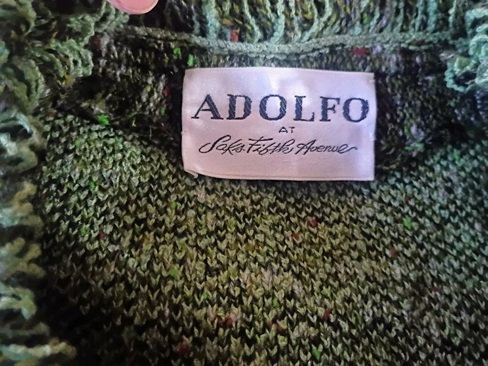 De colección Adolfo At Saks Fifth Avenue Flecos Tweed Jack Con Borde Negro Botones Dorados Foto 4 de 4