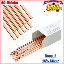 40 Sticks Brazing Rods AWS Bcup-5 15% Silver Solder Phos Copper Brazing Alloys