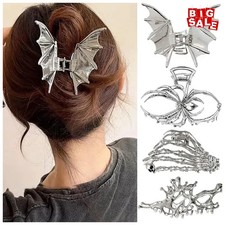 Halloween Black Hair Claw Clips Gothic Metal Hair Clips Strong Hold Shark