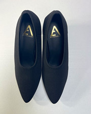 Aerosoles Black Pointed Toe Kitten Heel Slip-On Polyester Women's Pumps 8.5
