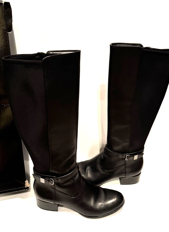 WHBM Greer кожи Ridding загрузки женщин размер 7,5 М черный конный стиль - Изображение 2 из 4