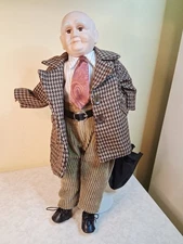Vintage Goldenvale Grandpa Porcelain Do1l Old Man 17" Light Skin with stand T6