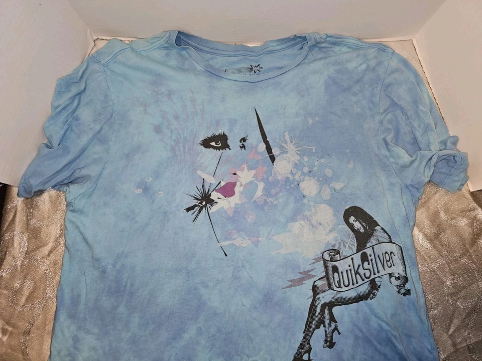 Camiseta para mujer vintage Quicksilver skate surf suave delgada 100 % algodón hilado en anillas Foto 3 de 4