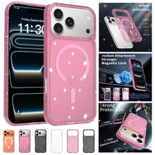 For iPhone 17e 17 Pro Max 16 15 14 13 12 11 Bling Magsafe Case Shockproof Cover