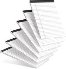 6-Pack 5x8 College Ruled Notepads - Perforated Legal Pads for Study