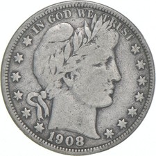 1908-D Barber Half Dollar Average Circ
