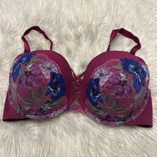 Torrid 40DDD Bra Purple XO Boost Plunge Lace Overlay Underwire Back Closure